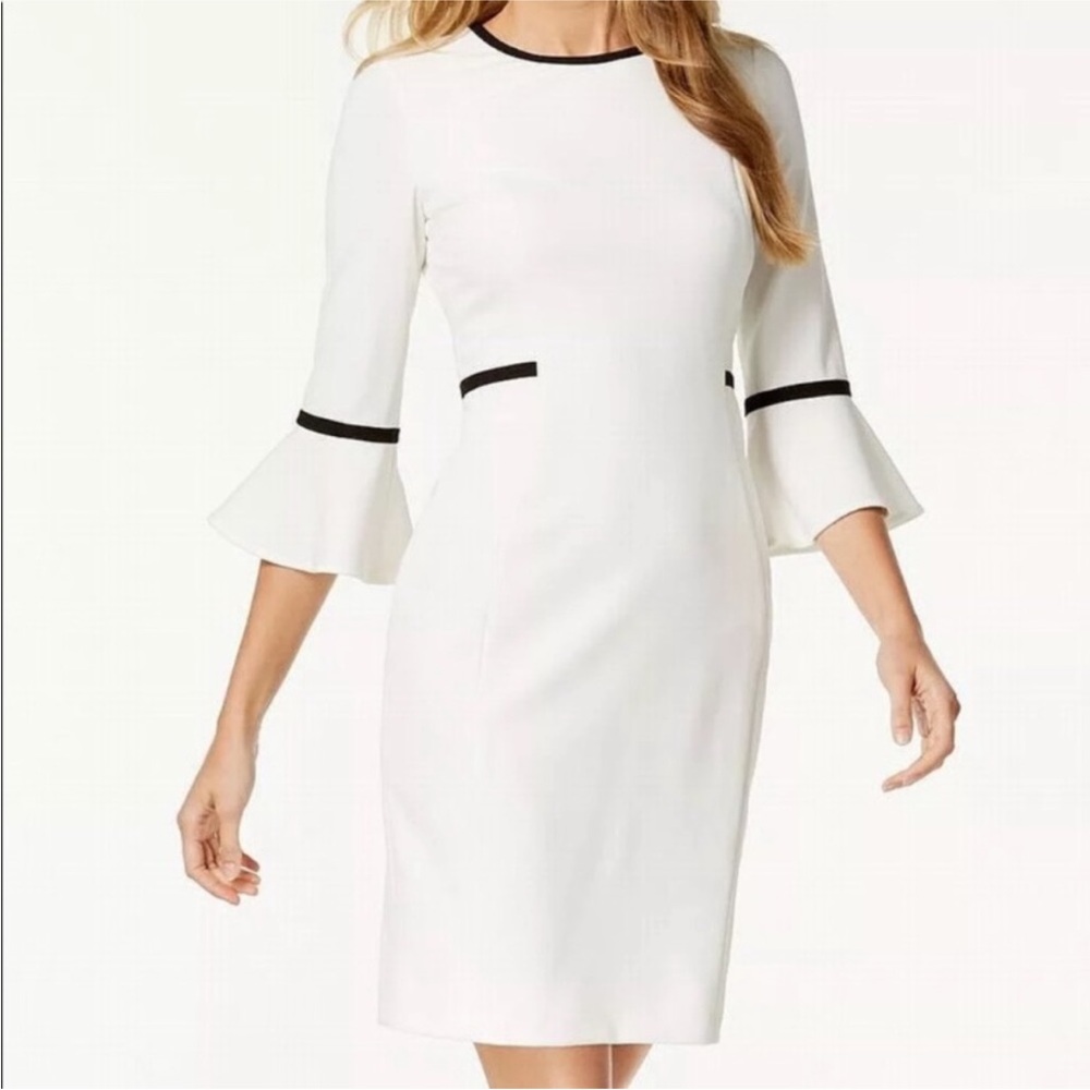 Calvin Klein White Dress Black Accents Size 2